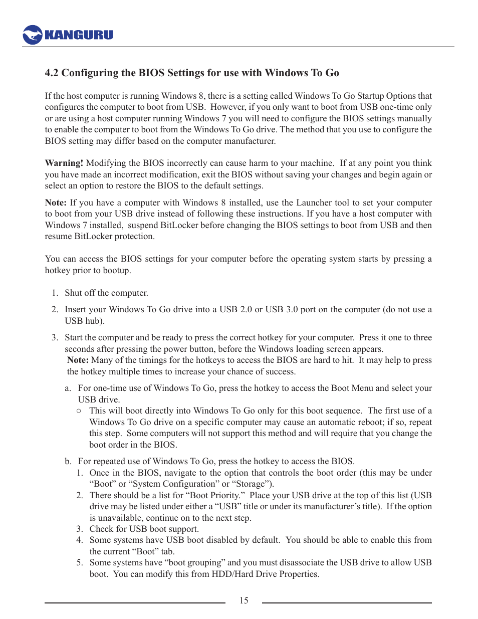 Kanguru Mobile Workspace v100 User Manual | Page 15 / 21