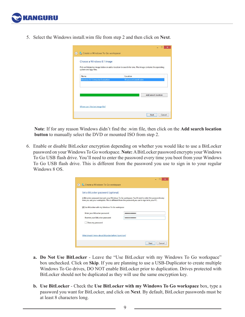Kanguru Mobile Workspace v100 User Manual | Page 9 / 21