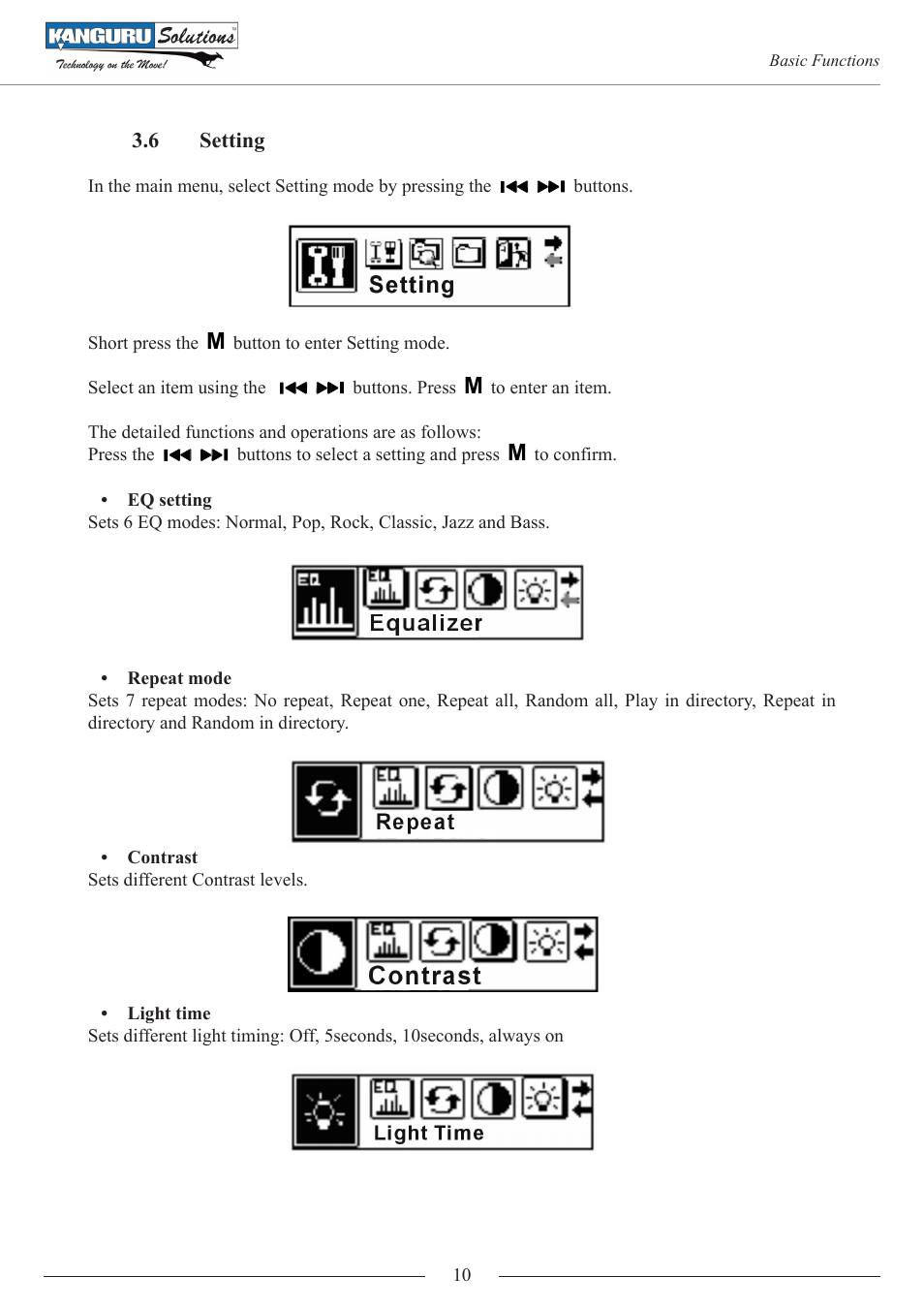 6 setting | Kanguru MP3 v3 User Manual | Page 10 / 14