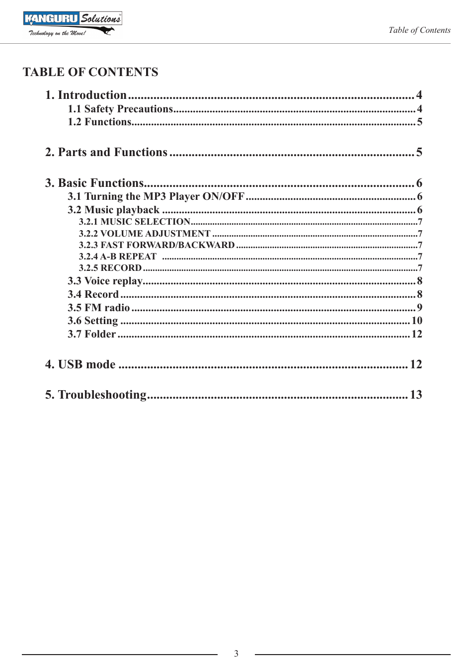 Kanguru MP3 v3 User Manual | Page 3 / 14