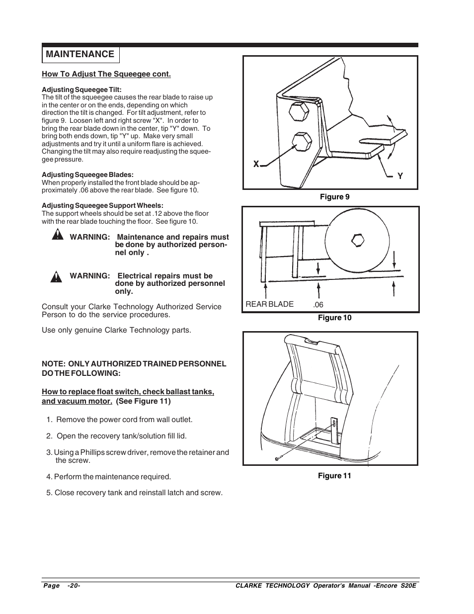 Clarke Encore S20E User Manual | Page 20 / 23