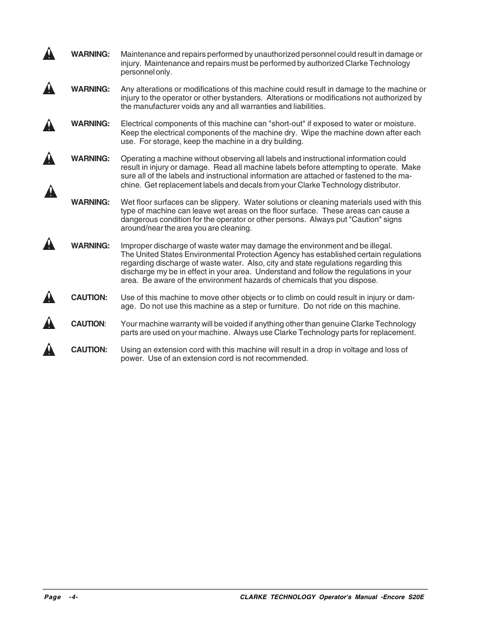 Clarke Encore S20E User Manual | Page 4 / 23