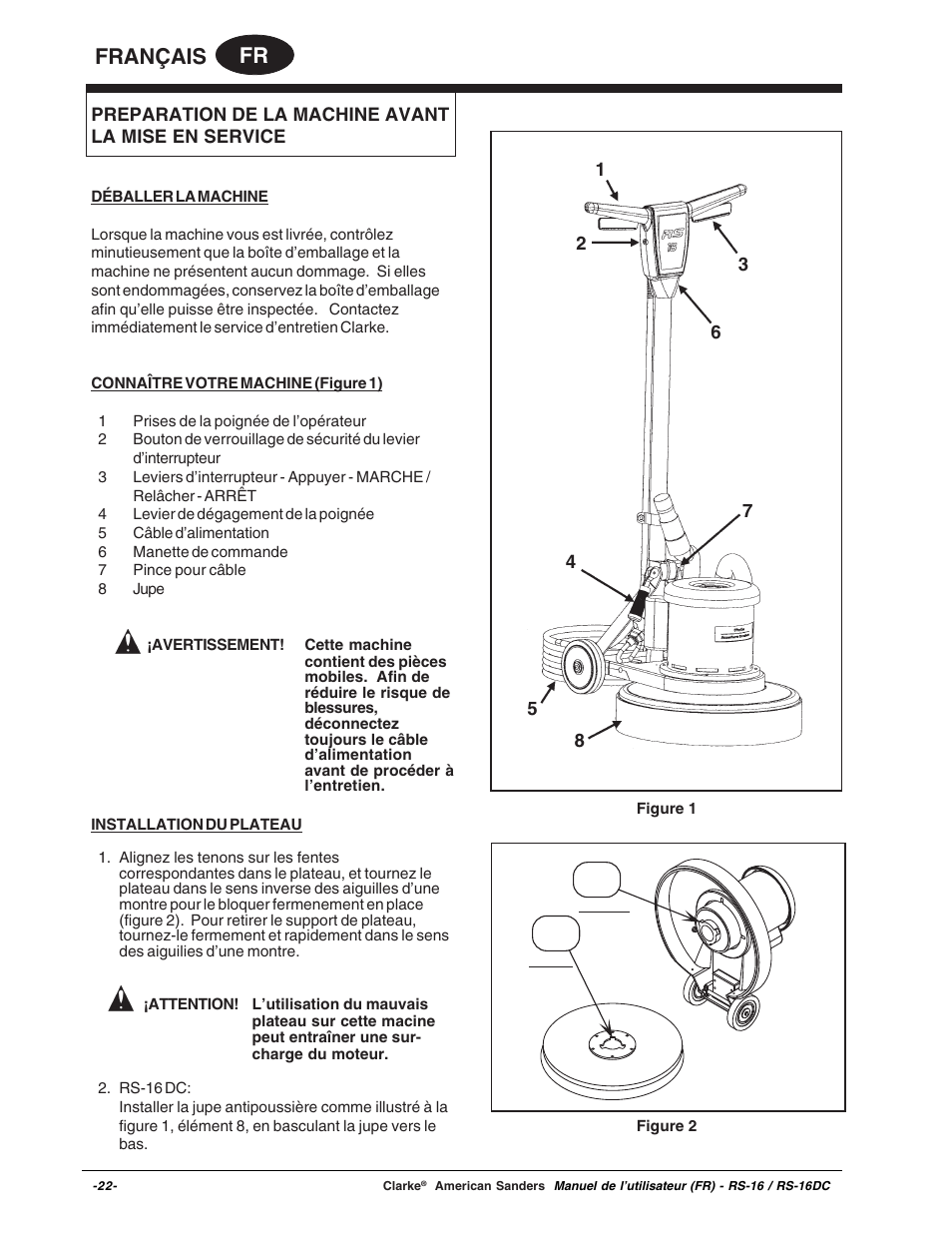 Fr français, Lugs slots | Clarke RS-16 User Manual | Page 22 / 34