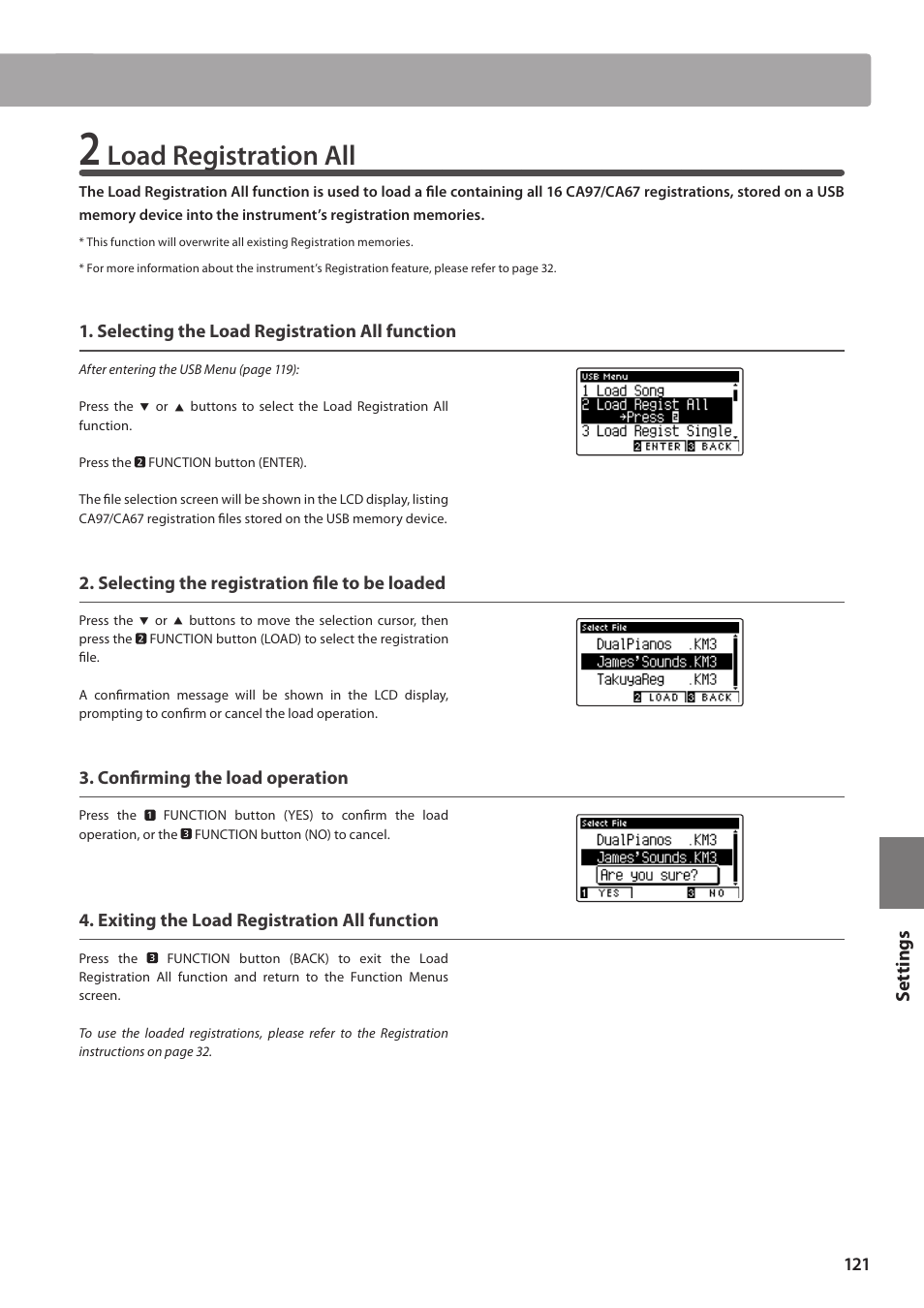 Load registration all | Kawai CA97 User Manual | Page 121 / 152