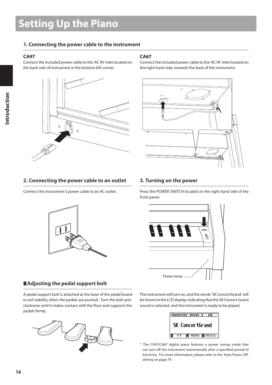 Setting up the piano | Kawai CA97 User Manual | Page 14 / 152