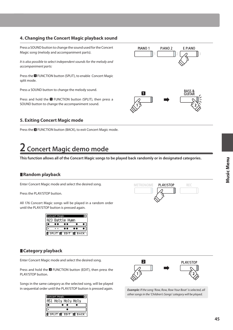 Concert magic demo mode | Kawai CA97 User Manual | Page 45 / 152