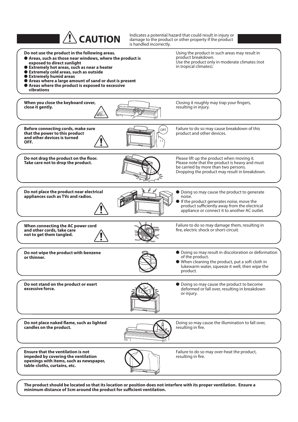 Caution | Kawai CA97 User Manual | Page 6 / 152
