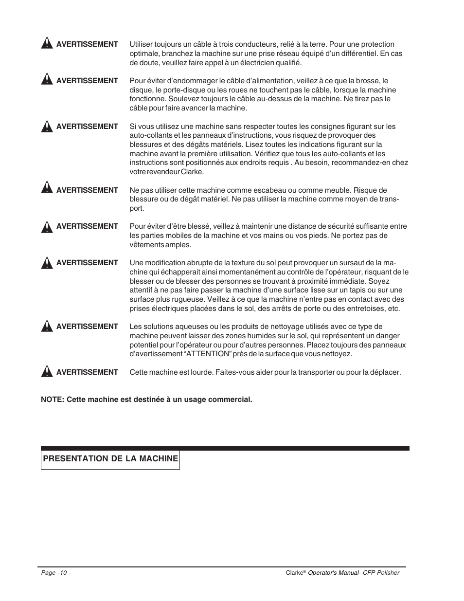Clarke CFP-2000DS User Manual | Page 10 / 36