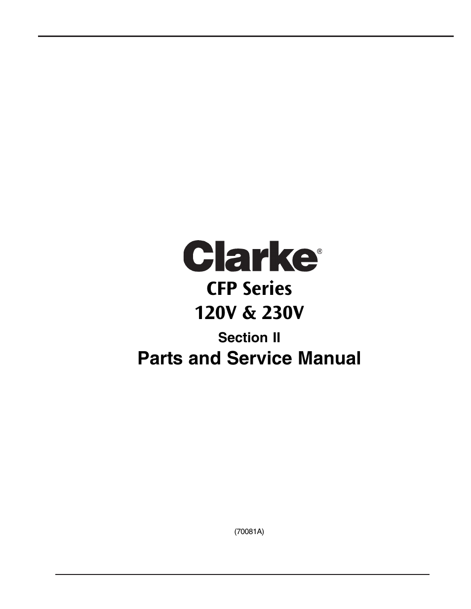 Parts and service manual | Clarke CFP-2000DS User Manual | Page 25 / 36