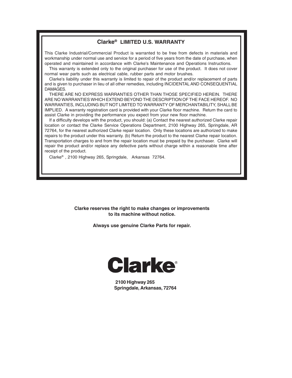 Clarke | Clarke CFP-2000DS User Manual | Page 36 / 36