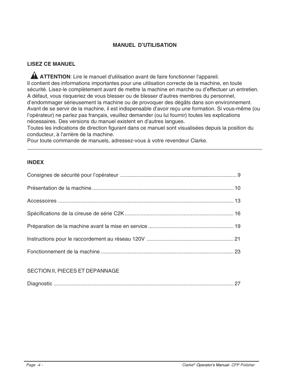 Clarke CFP-2000DS User Manual | Page 4 / 36