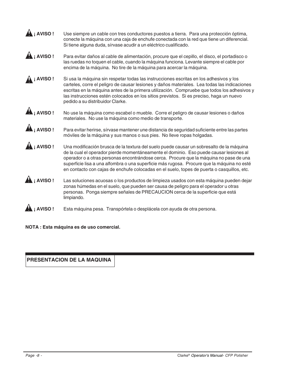 Clarke CFP-2000DS User Manual | Page 8 / 36