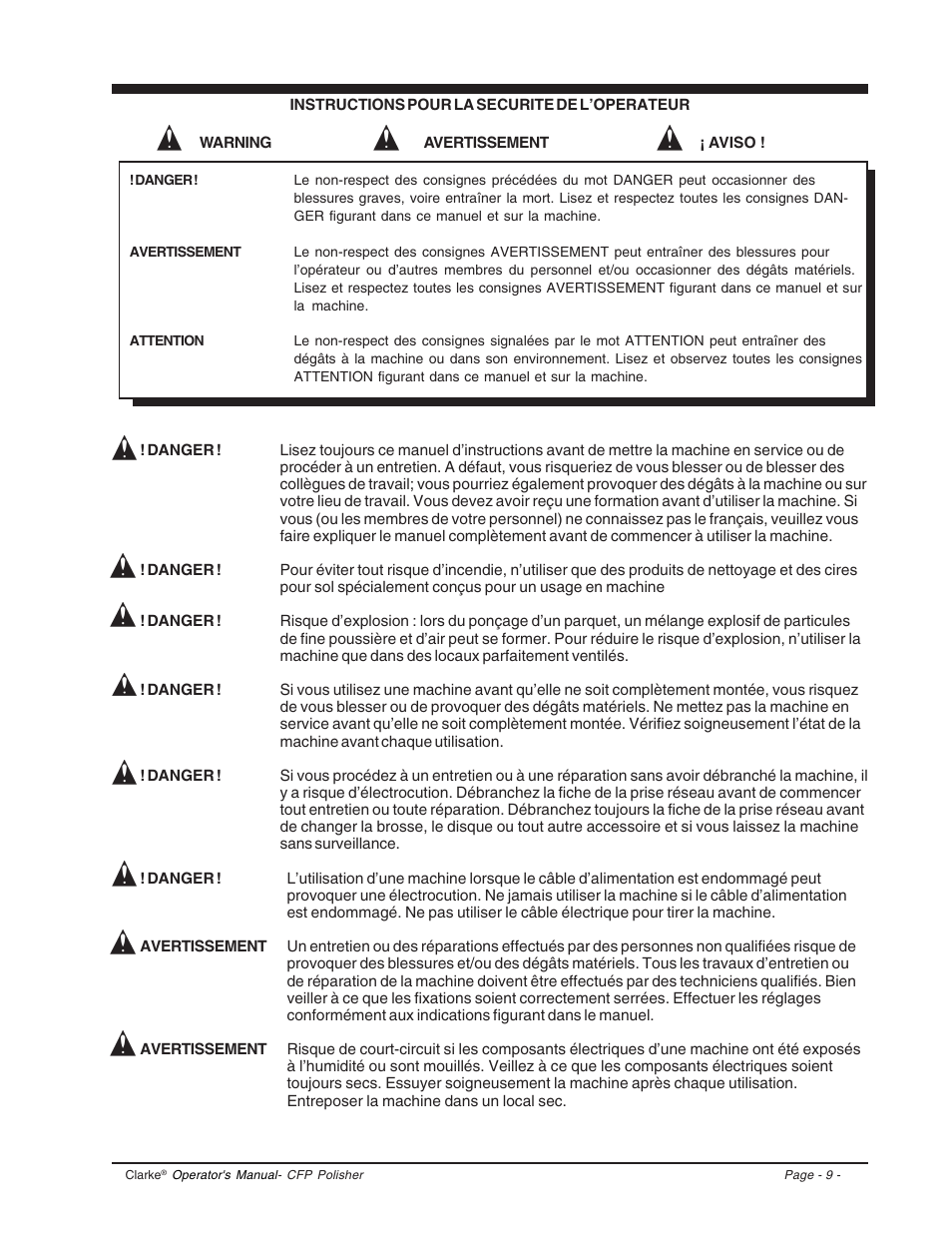 Clarke CFP-2000DS User Manual | Page 9 / 36