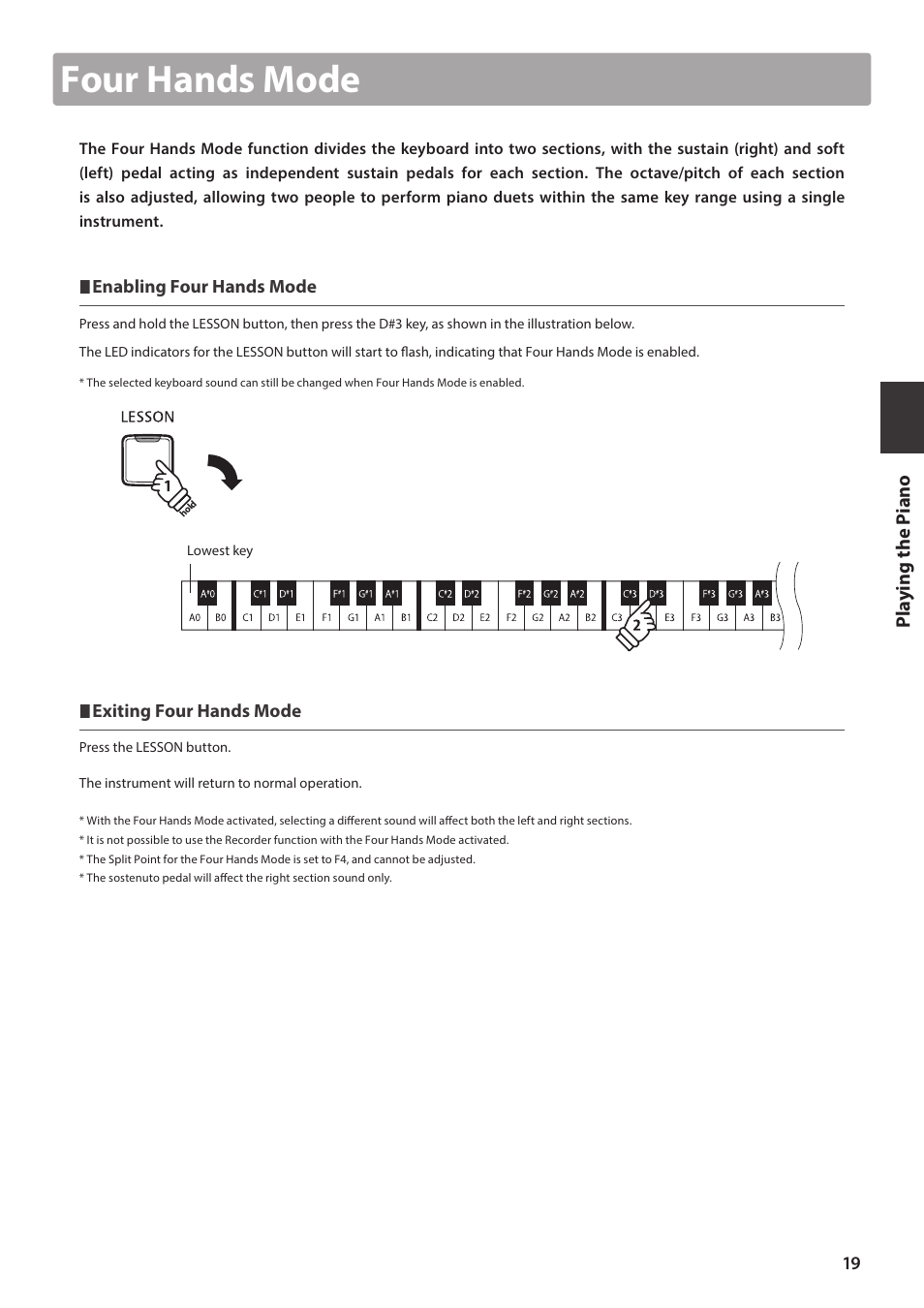 Four hands mode | Kawai CA17 User Manual | Page 19 / 52