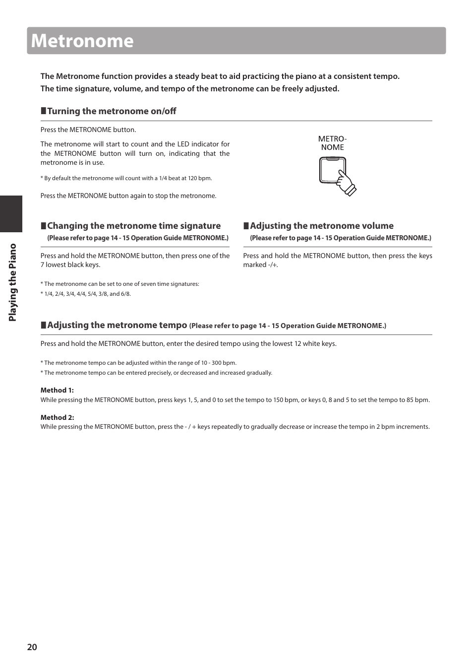 Metronome | Kawai CA17 User Manual | Page 20 / 52