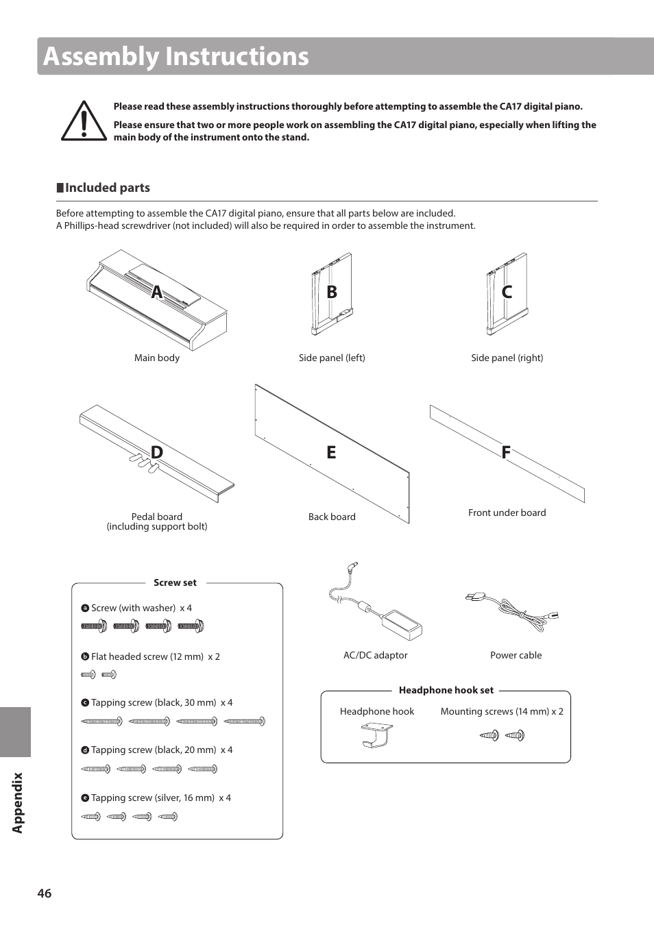 Assembly instructions | Kawai CA17 User Manual | Page 46 / 52