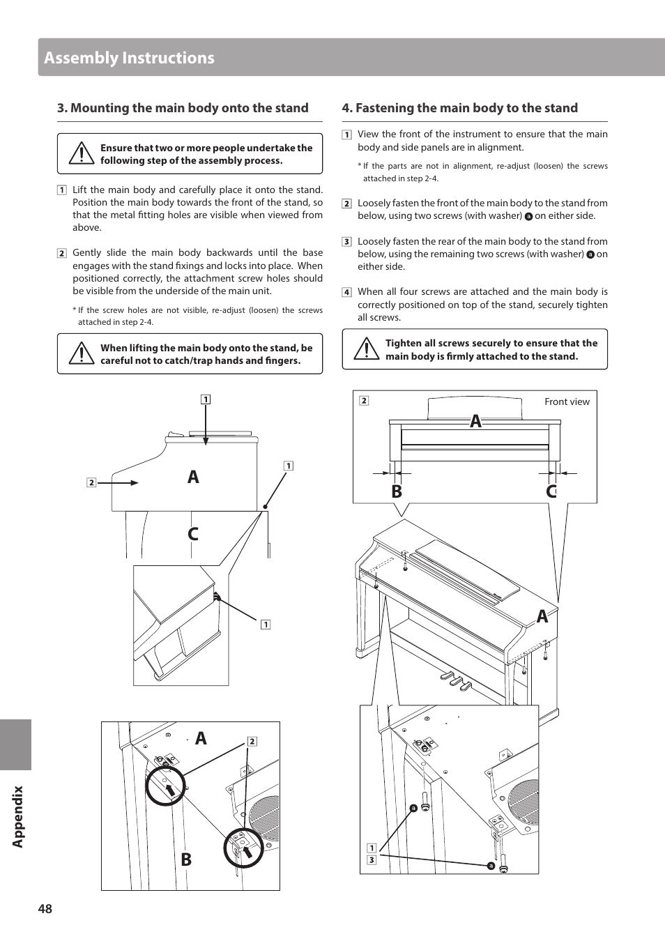 Ac b a, Ca a, Assembly instructions | Kawai CA17 User Manual | Page 48 / 52