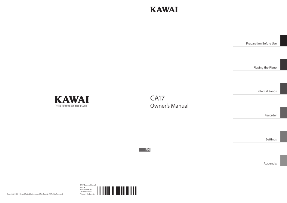 Ca17, Owner’s manual | Kawai CA17 User Manual | Page 52 / 52