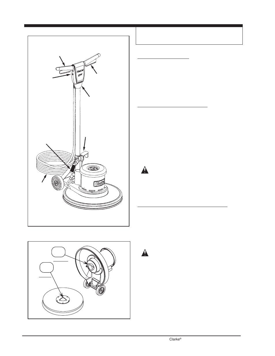 How to prepare the machine for, Lugs slots | Clarke CFP-200 User Manual | Page 18 / 36