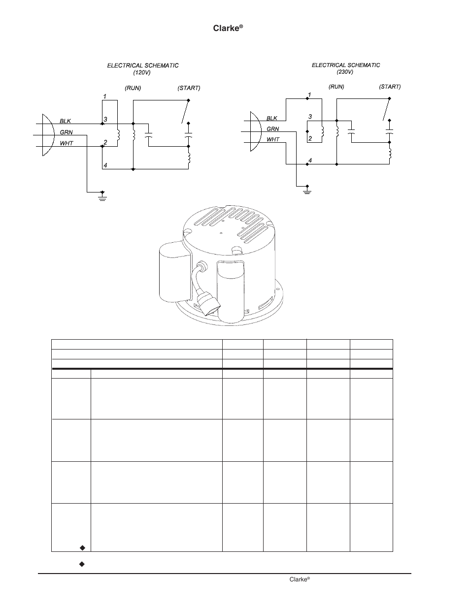 Motor assembly | Clarke CFP-200 User Manual | Page 30 / 36
