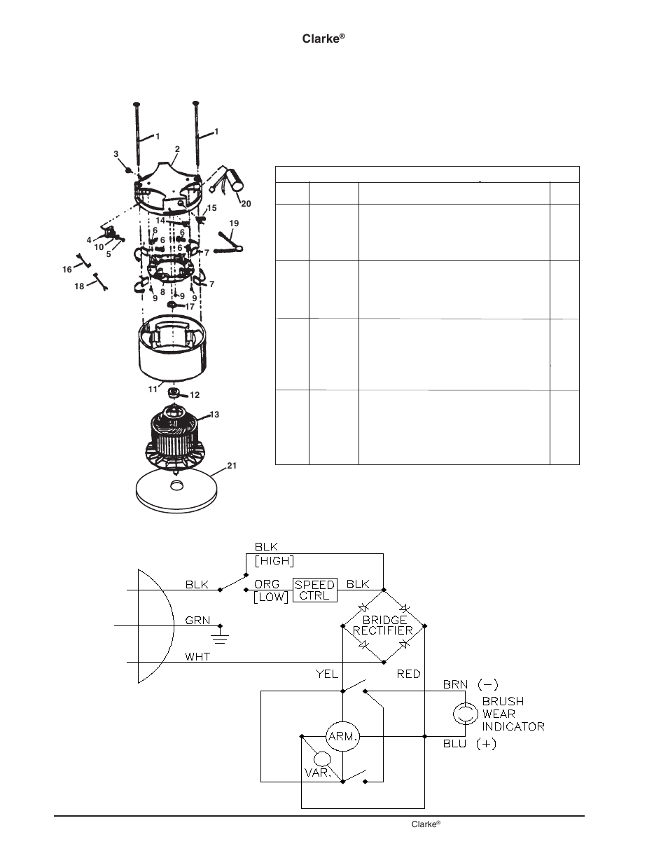 Motor assembly drawing, 120v motor schematic, Clarke | Clarke CFP-200 User Manual | Page 32 / 36