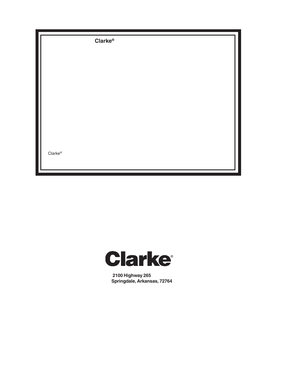 Clarke® limited u.s. warranty, Clarke | Clarke CFP-200 User Manual | Page 36 / 36