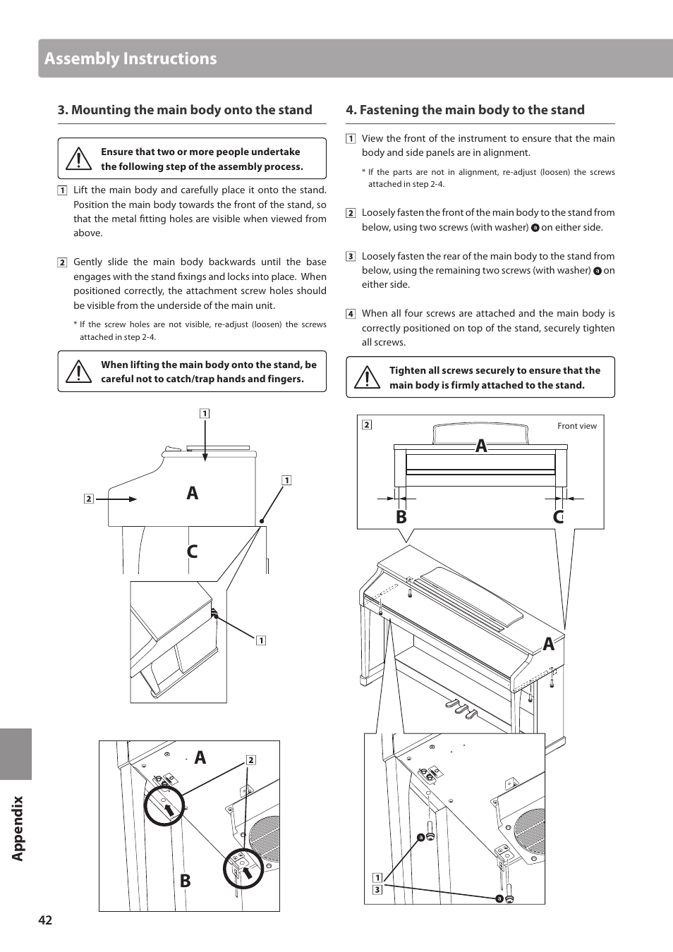 Ca a a a, Assembly instructions | Kawai CA15 User Manual | Page 42 / 54