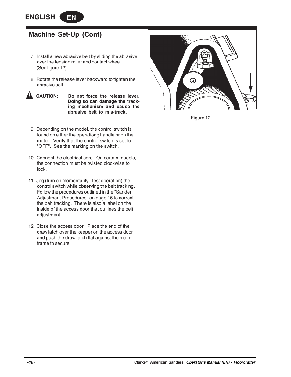 En english, Machine set-up (cont) | Clarke 07104A User Manual | Page 10 / 74