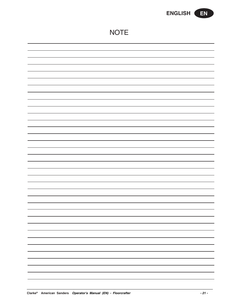 En english | Clarke 07104A User Manual | Page 21 / 74
