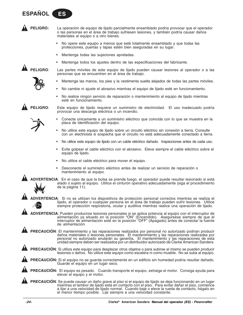 Es español | Clarke 07104A User Manual | Page 24 / 74