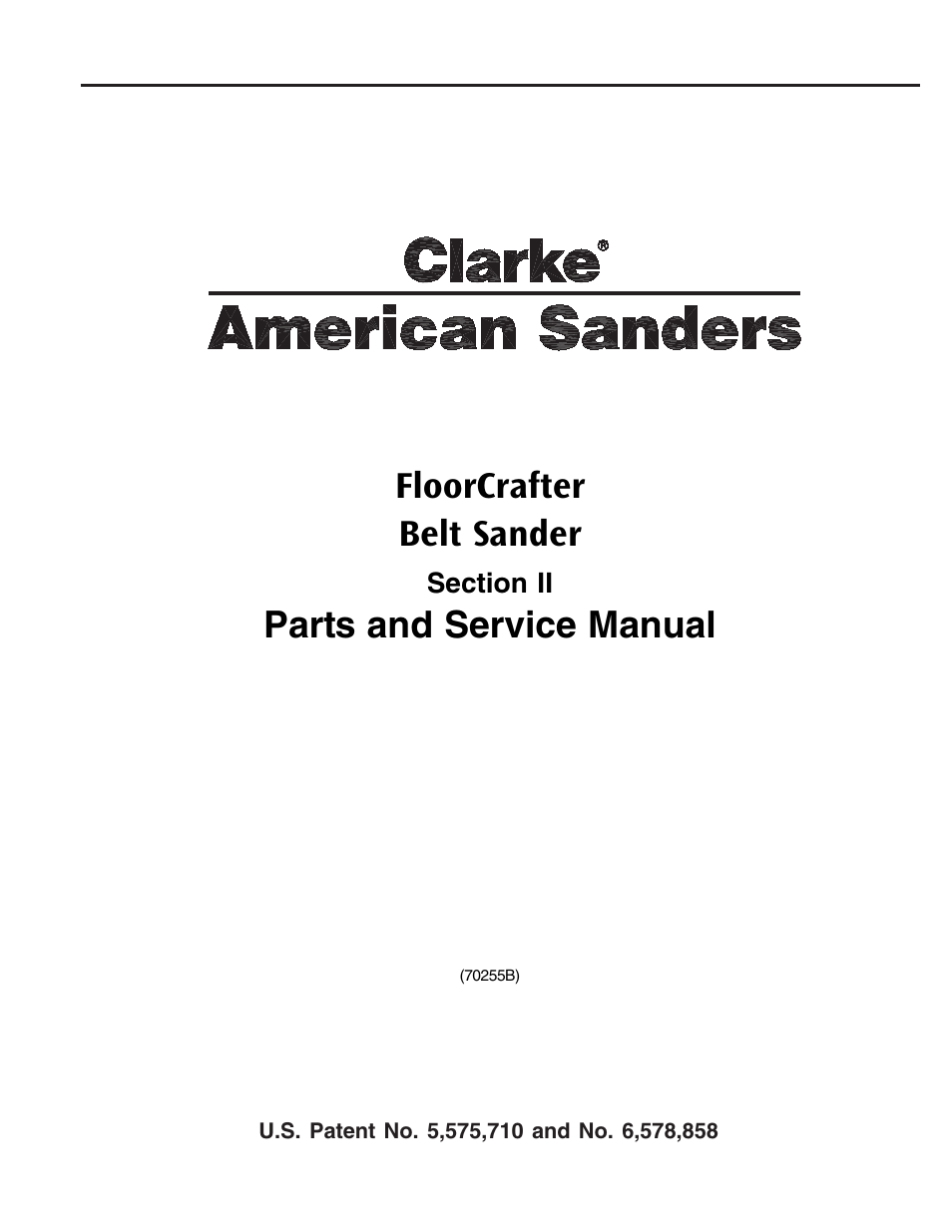 Floorcrafter belt sander, Parts and service manual | Clarke 07104A User Manual | Page 61 / 74