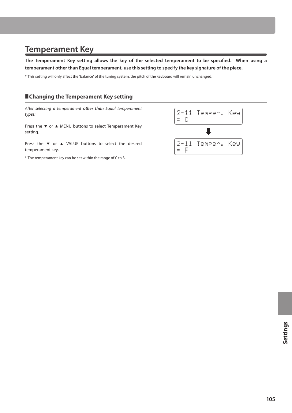 Temperament key | Kawai CN35 Owner’s Manual User Manual | Page 105 / 142