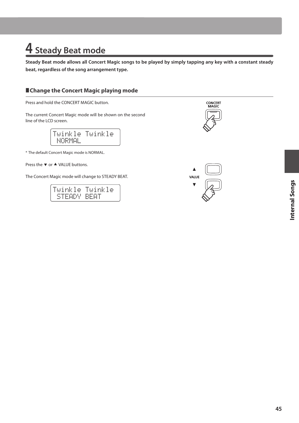 Steady beat mode | Kawai CN35 Owner’s Manual User Manual | Page 45 / 142