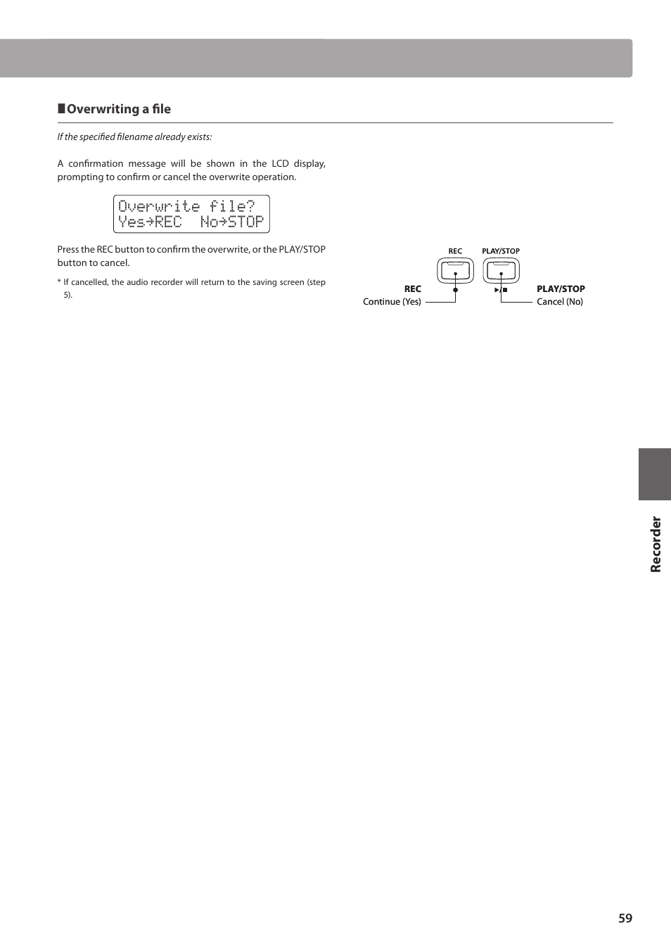 Re corde r | Kawai CN35 Owner’s Manual User Manual | Page 59 / 142