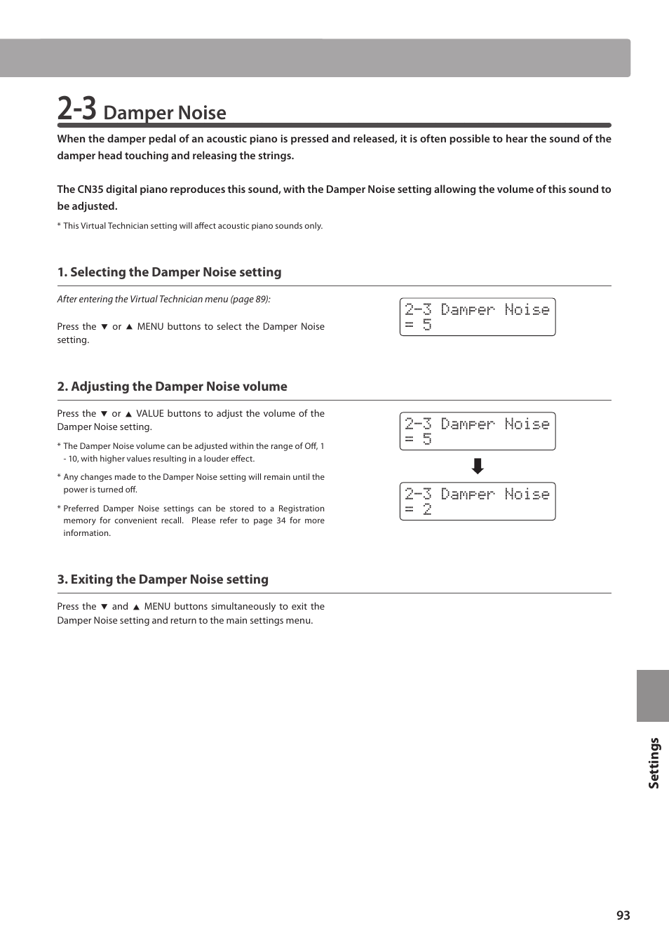 Damper noise | Kawai CN35 Owner’s Manual User Manual | Page 93 / 142