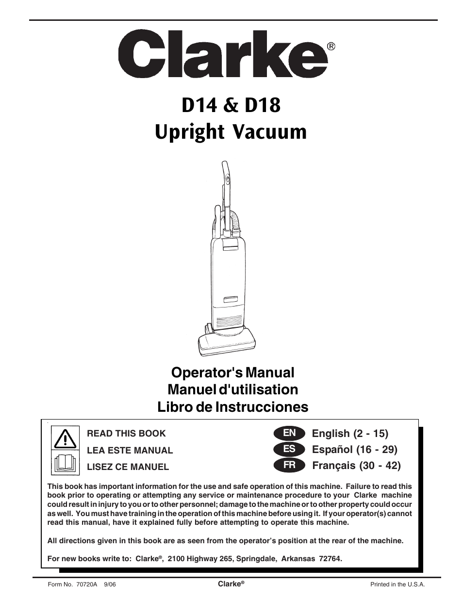 Clarke D18 User Manual | 50 pages