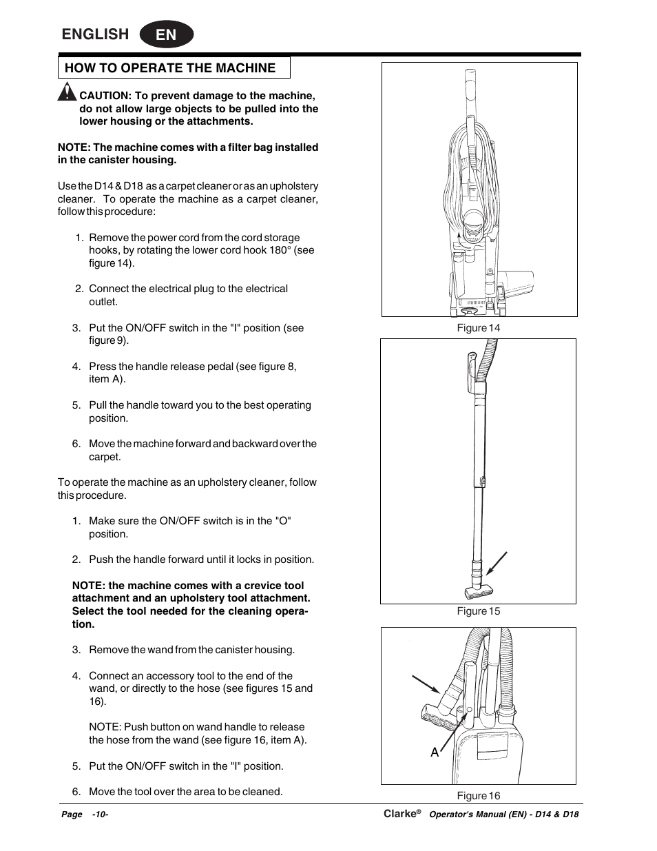 En english | Clarke D18 User Manual | Page 10 / 50