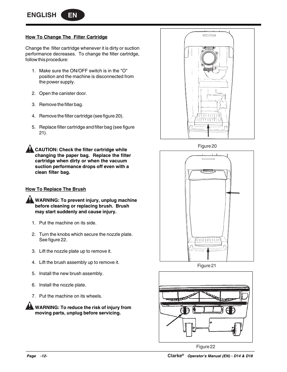 En english | Clarke D18 User Manual | Page 12 / 50