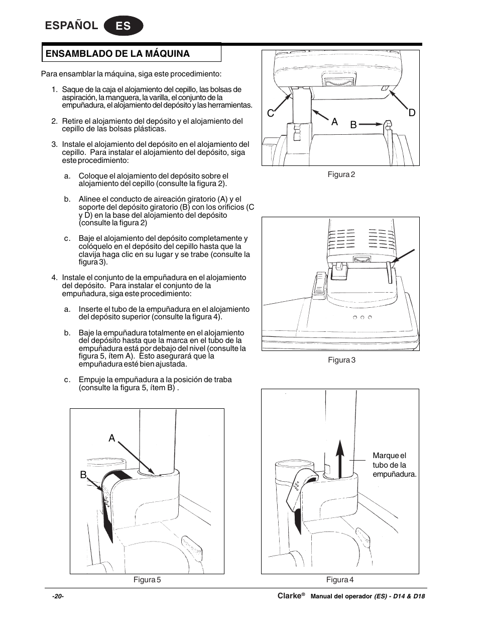 Es español | Clarke D18 User Manual | Page 20 / 50