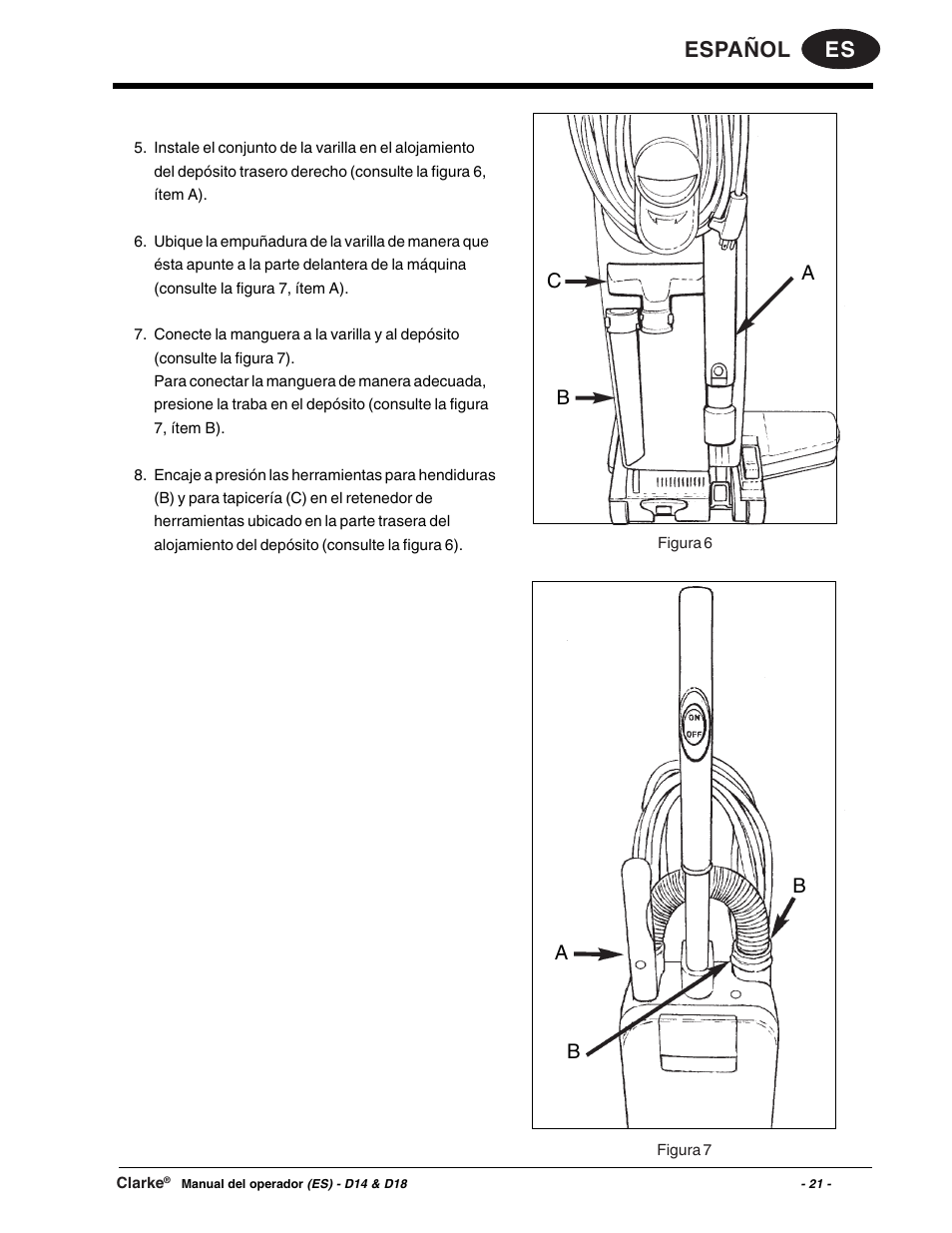 Es español | Clarke D18 User Manual | Page 21 / 50