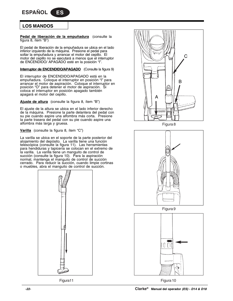 Es español | Clarke D18 User Manual | Page 22 / 50