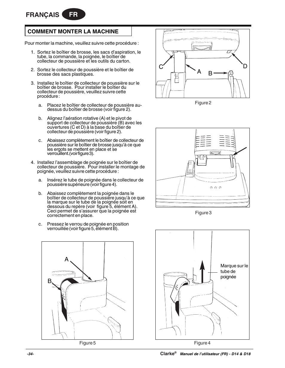 Fr français | Clarke D18 User Manual | Page 34 / 50