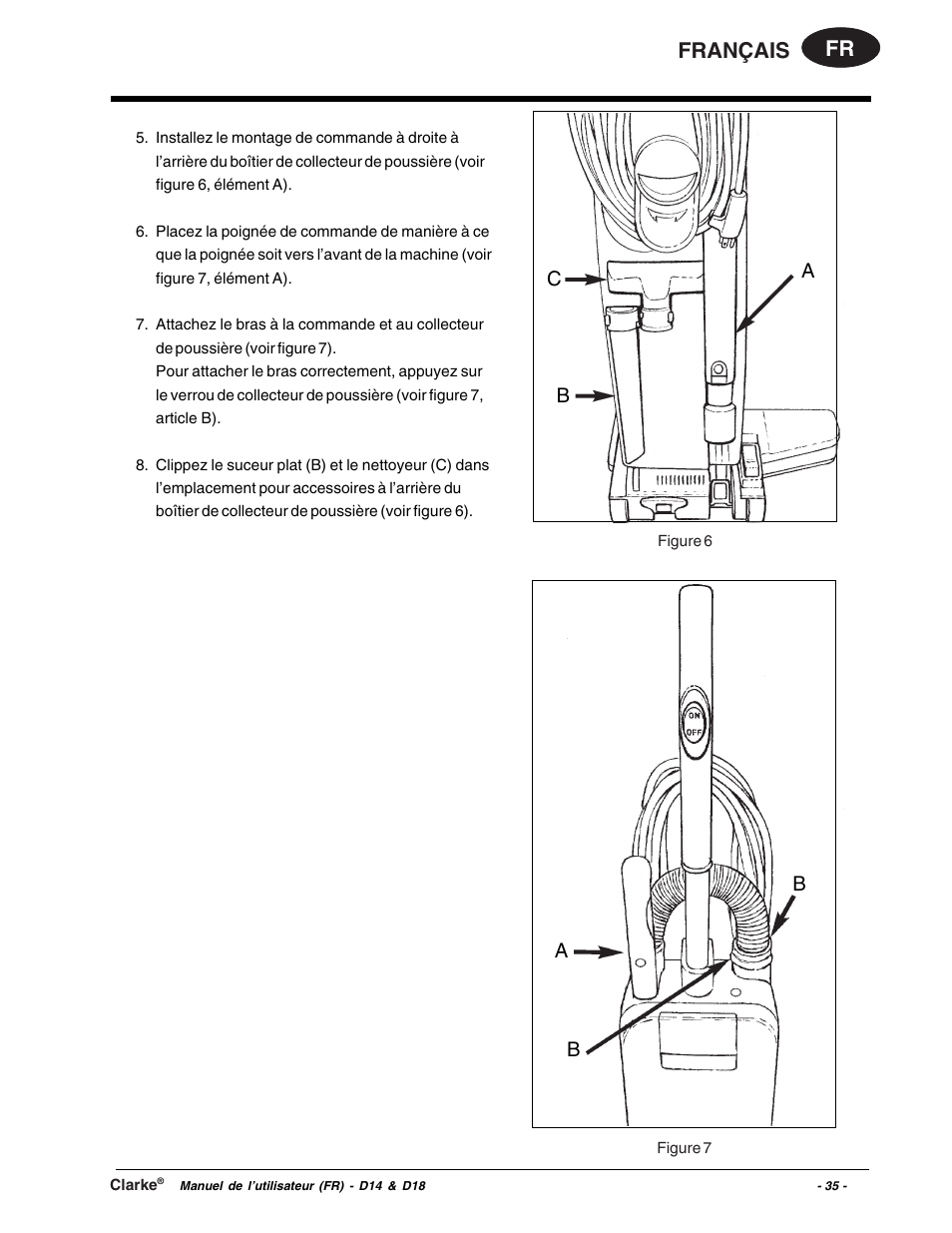 Fr français | Clarke D18 User Manual | Page 35 / 50