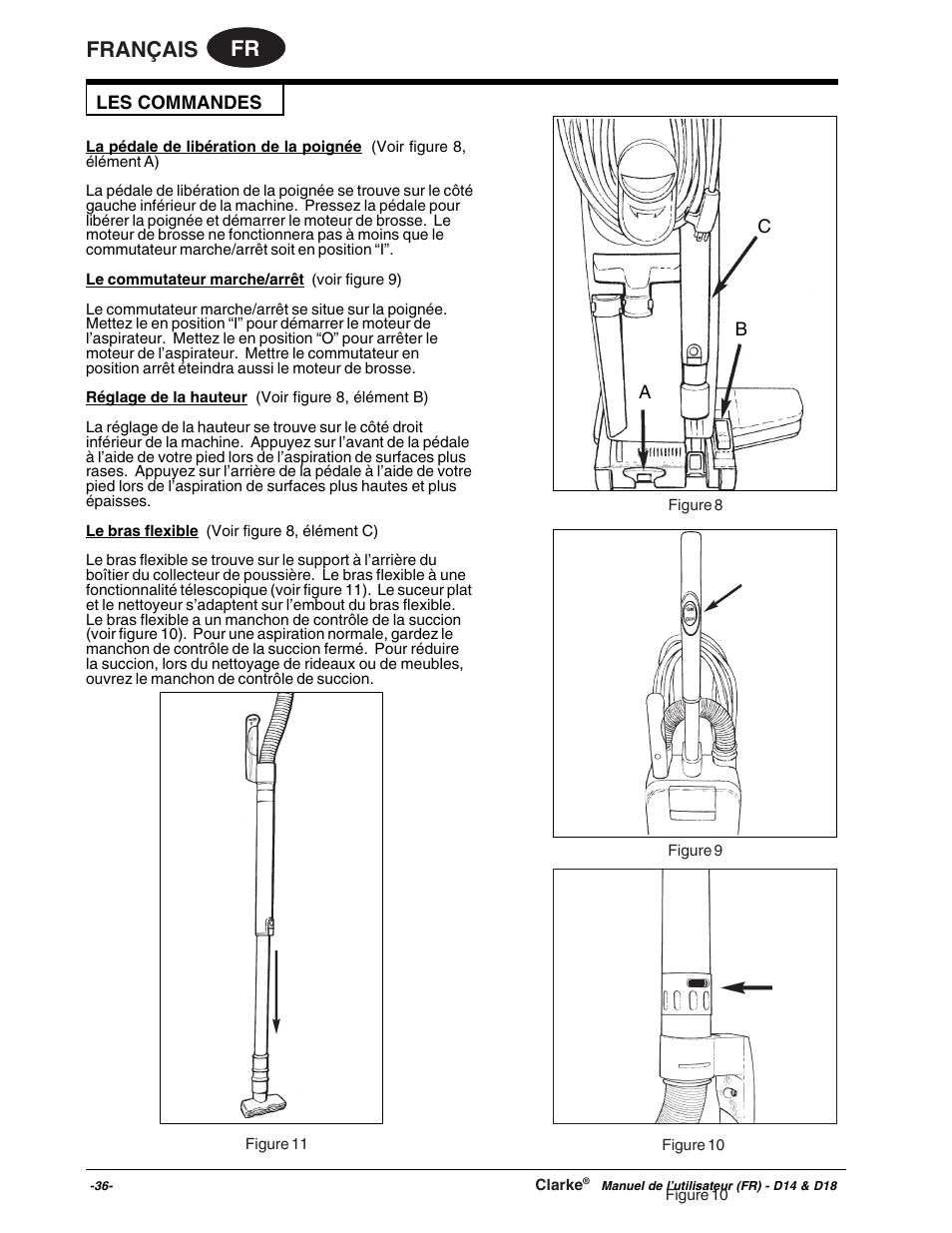 Fr français | Clarke D18 User Manual | Page 36 / 50