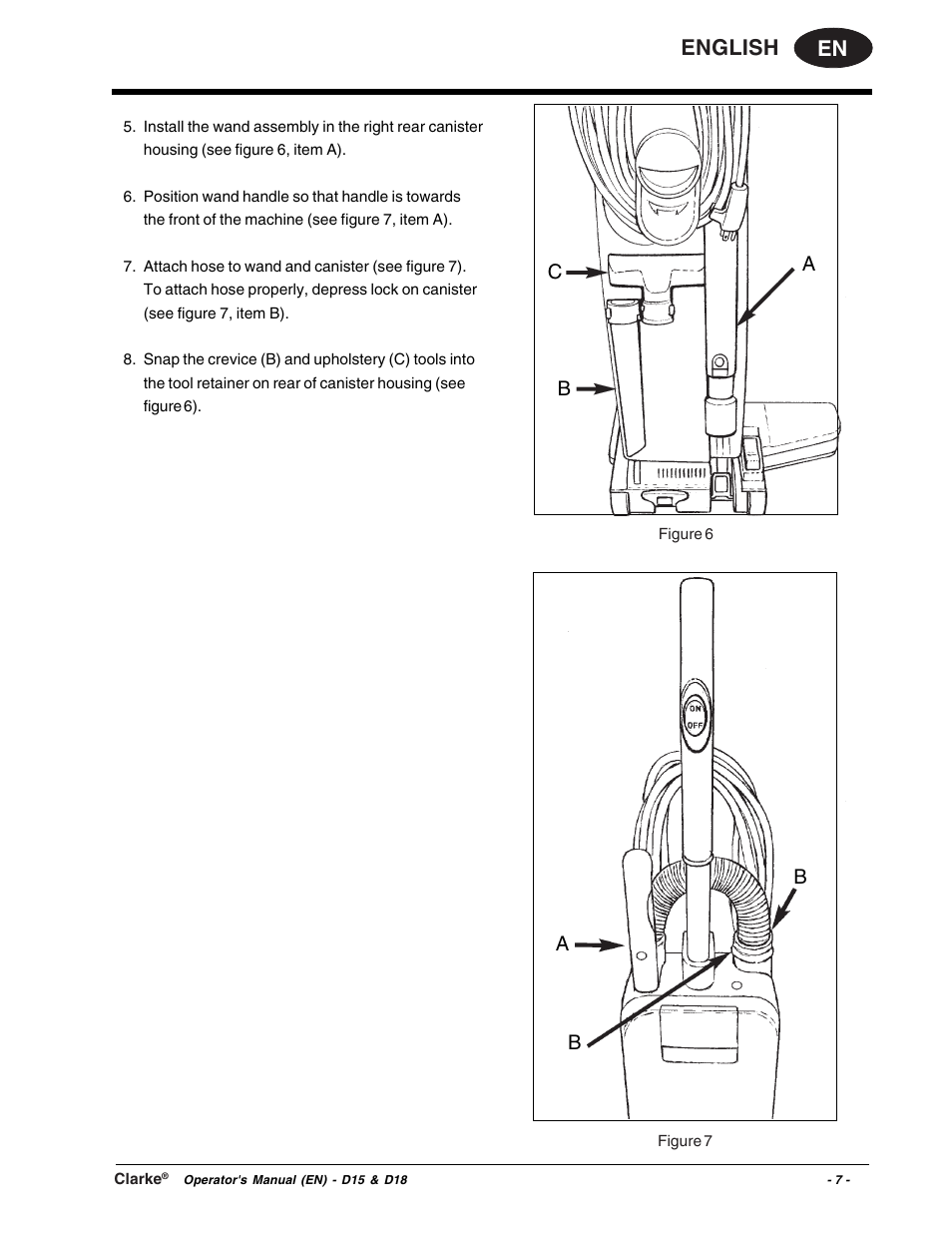 En english | Clarke D18 User Manual | Page 7 / 50