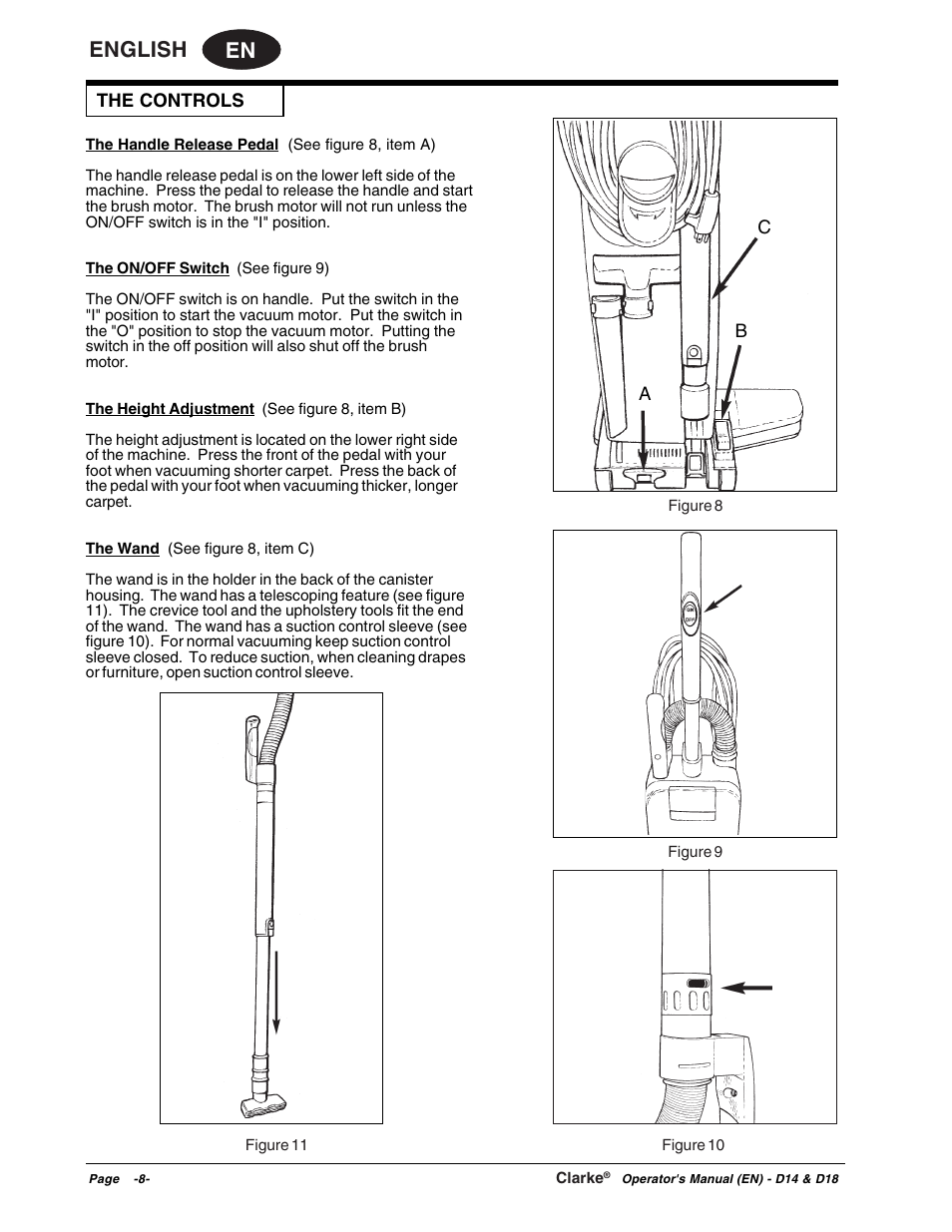 En english | Clarke D18 User Manual | Page 8 / 50