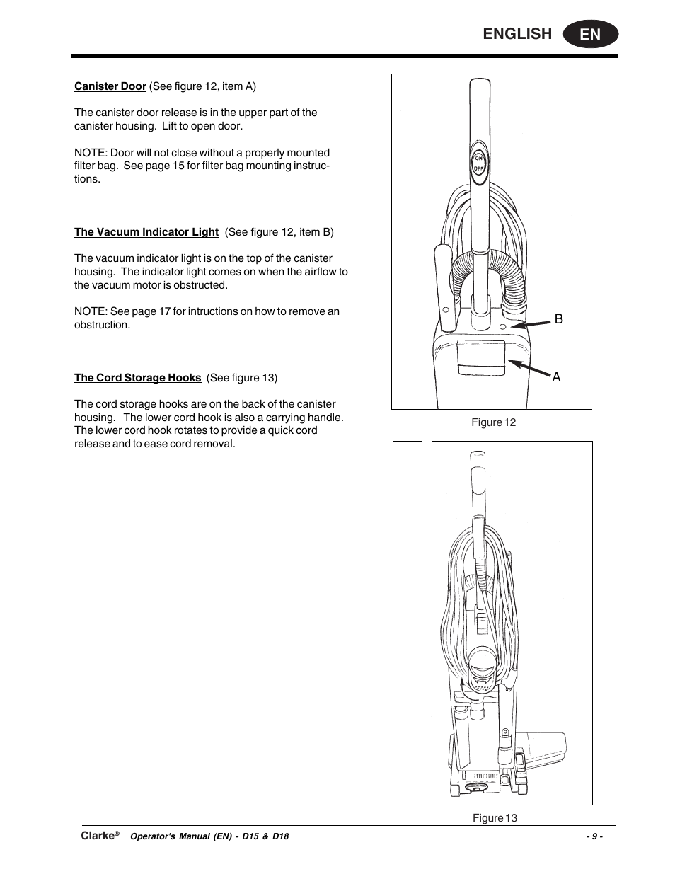 En english | Clarke D18 User Manual | Page 9 / 50