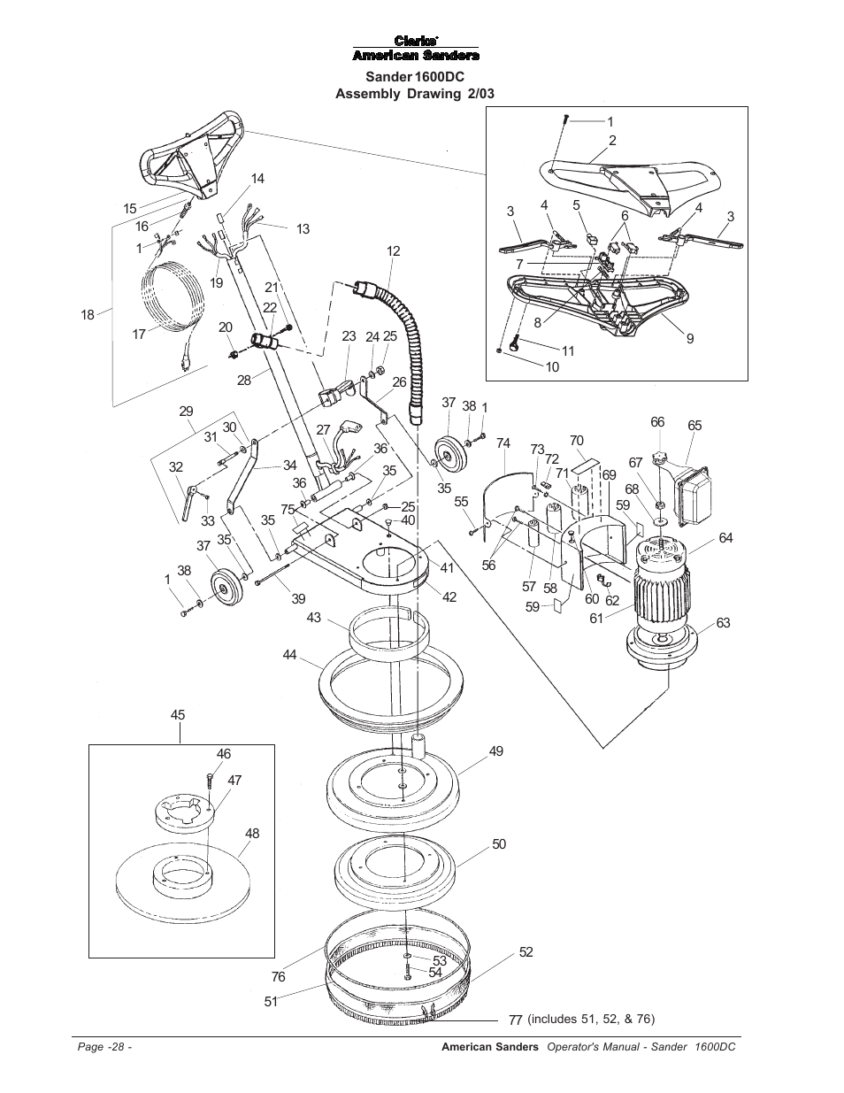 Assembly drawing | Clarke l 1600DC User Manual | Page 28 / 36