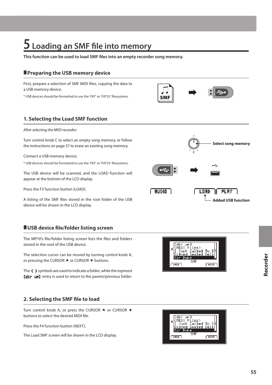 Re corde r | Kawai MP10 User Manual | Page 55 / 92