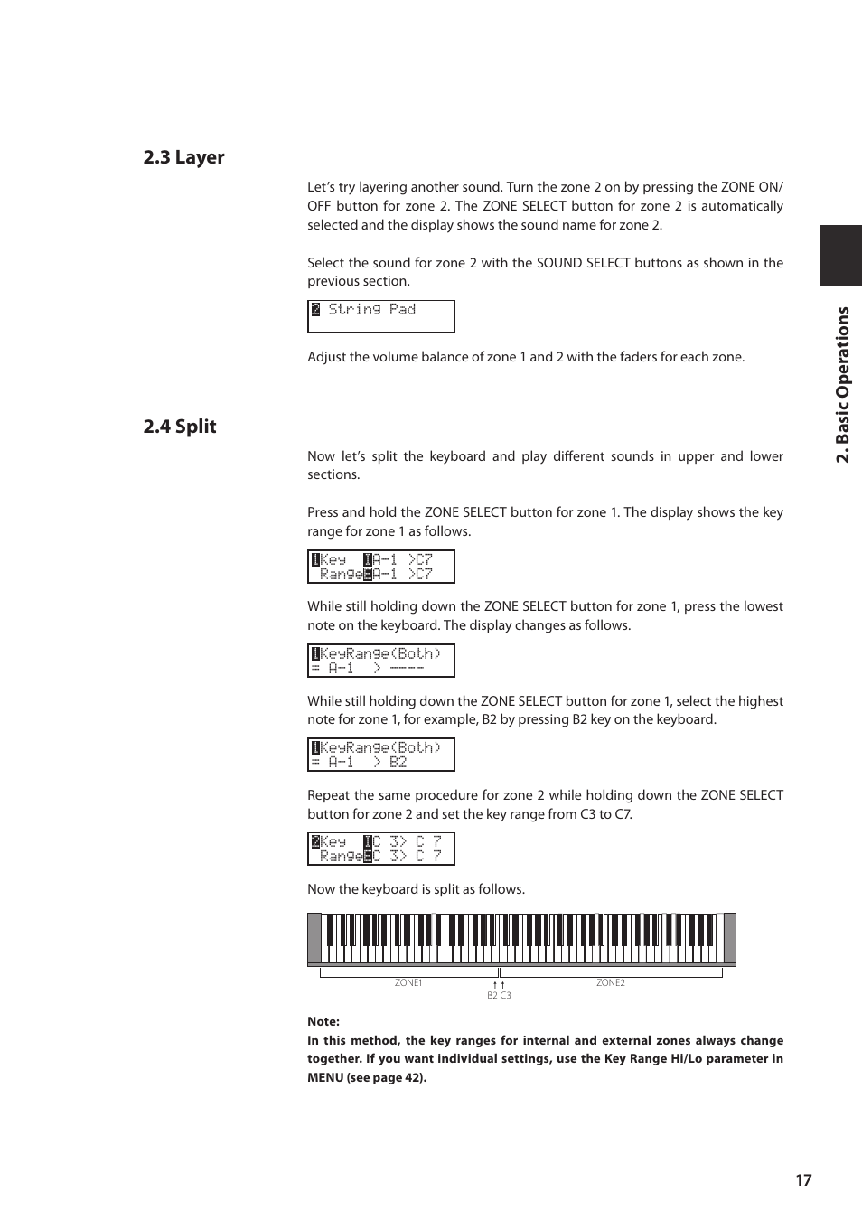 3 layer, 4 split, Basic oper a tions | Kawai MP6 User Manual | Page 17 / 100